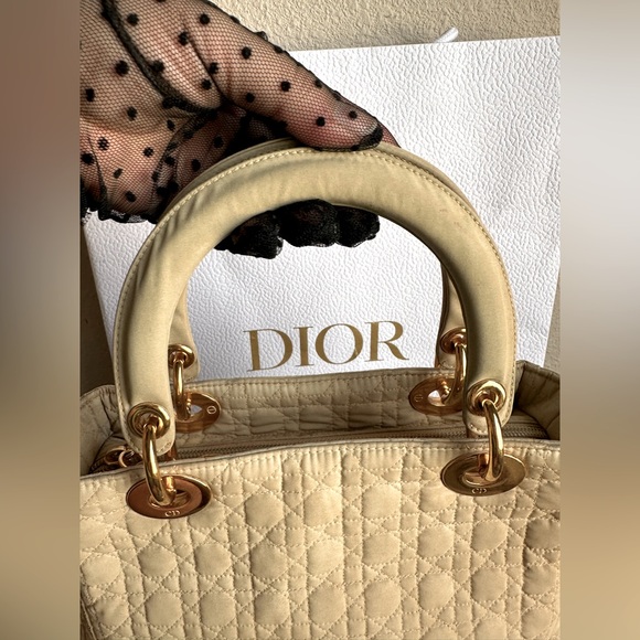 Dior Lady Dior Cannage Nylon Handbag Beige - Picture 15 of 17